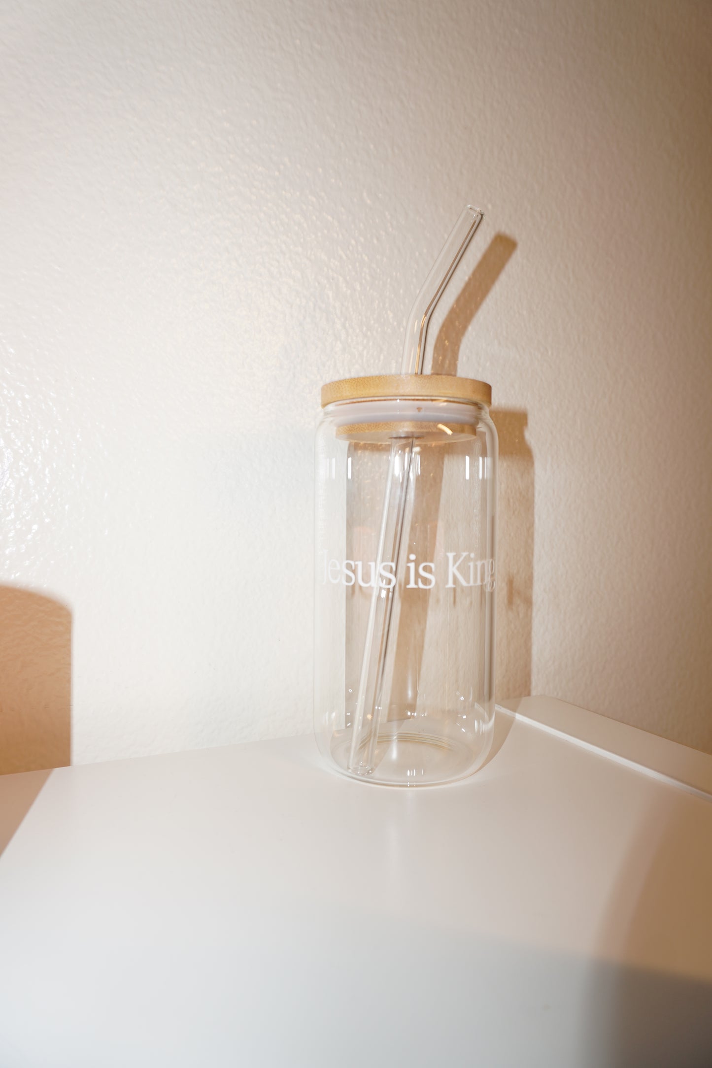JESUS IS KING DRINKING GLASS